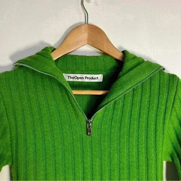 TheOpen Product Zip Turtleneck Knit Top Green Sweater $168 Womens Size 1 Small - Picture 2 of 7